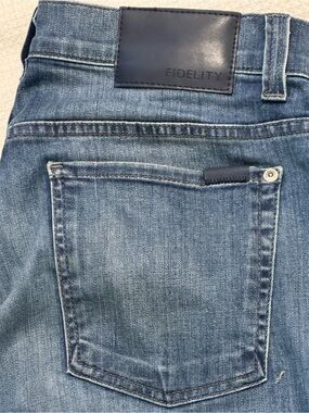Fidelity Men’s Light Blue Straight Jeans with Leather Patch